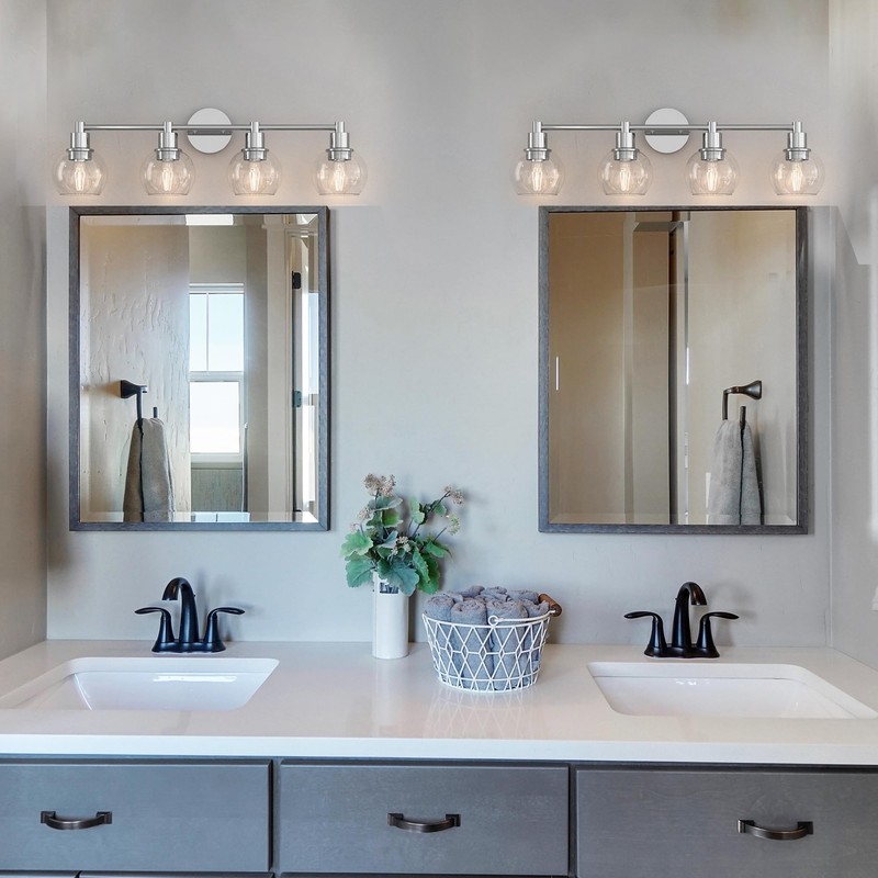Espird 4 Lights Bathroom Vanity Light Fixtures Chrome, Bathroom Lights