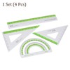 Kozelo 4pcs Geometry Set - [15cm Ruler] Aluminum Alloy Precise