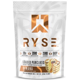 RYSE Loaded Protein Pancake & Waffle Mix - Banana - Naturally Sweetened Breakfast with 21g Protein, 3g MCTs and 2g Fiber - No Added Sugar - High Protein Snack for Clean Energy - 6 Servings
