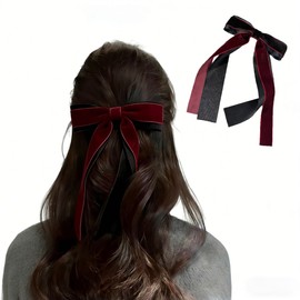 FUYUERO Velour Ribbon, Hair Accessory, Ribbon, Hair Accessory, Non-Slip Hair Clip, Adult Cute, Velour Ribbon, Hair Elastic, Clip, Scrunchies, Graduation Ceremonies, Wedding, Formal, Daily Anti-Slip
