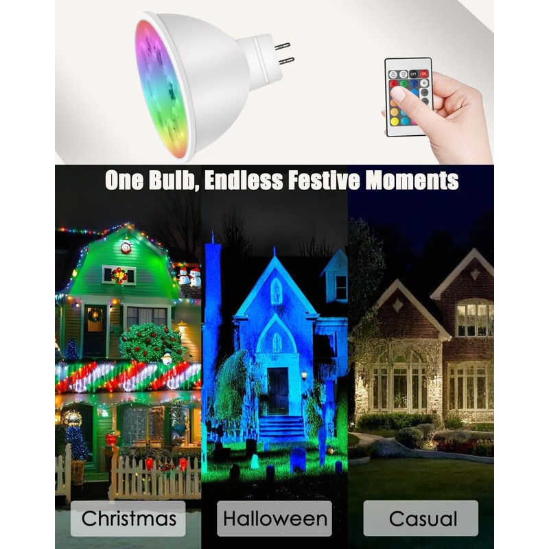 Noobibaba MR16 Color Changing LED Bulbs, MR16 LED Bulbs 4W
