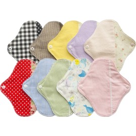 Syto Koton Japanese Cloth Napkins, Petite Panty Liners, 10 Count (Unbleached Flannel, Color Pattern)