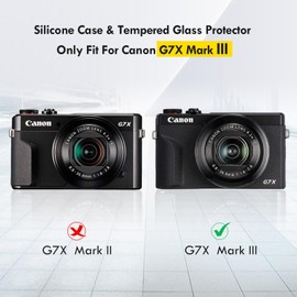 VOVMOEYA Estuche para cámara Canon PowerShot G7 X Mark III con 2 Protectores de Pantalla, protección Total, Funda de Silicona Suave G7X III, Cubierta de Lente Gris