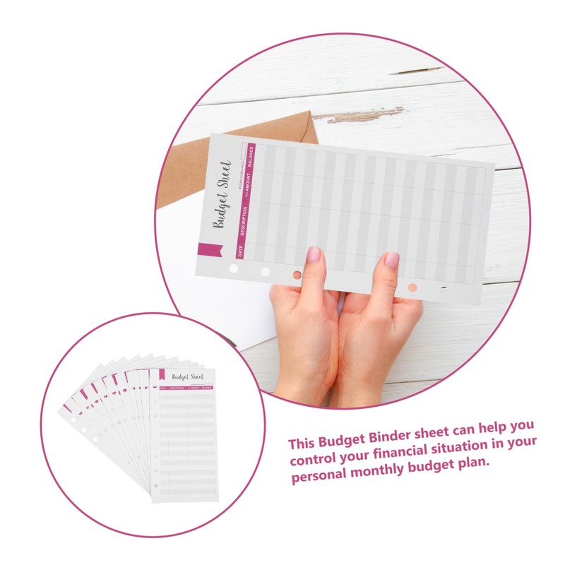 TEHAUX 1set Budget Planner Refills Thick Punched Expense Tracker Sheets