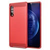 SCL Case for LG Velvet,[Red] Carbon Fiber Effect Gel Grip