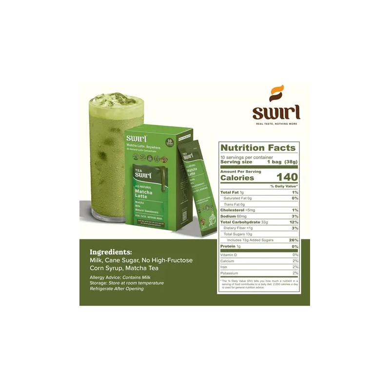 Swirl Matcha Latte Mezcla De Leche Con Té Verde 38