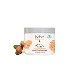 Babo Botanicals Sensitive Baby Fragrance-Free Diaper Cream - 25% Natural Zinc Oxide - Calendula, Shea & Cocoa Butter - EWG Verified - Vegan- from Birth on - 6 Ounce Jar