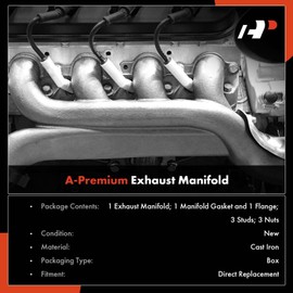A-Premium Exhaust Manifold Kit W/Gasket & Studs & Nuts Compatible with Chevy Equinox, Malibu, Traverse & GMC Acadia, Acadia Limited & Buick Enclave & Pontiac G6, Torrent & Saturn Aura, Outlook, Vue