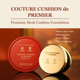 [CHALLANS de PARIS] Couture Cushion de Premier Cream Foundation - Radiant Skin, Flawless Finish, High Coverage, Hydrating Glow, Premium Mesh Cushion, Long-Lasting Wear, 23 Medium Beige, 0.35 oz