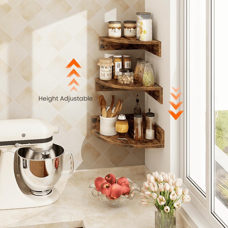 Homode Corner Shelf Wall Mount, Set of 3 Floating Corner