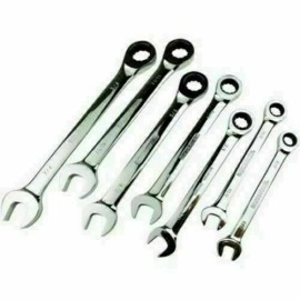 HYPER Tough 7 Piece Mechanic Standard SAE Chrome Vanadium Steel Ratcheting Wrench Tool Set