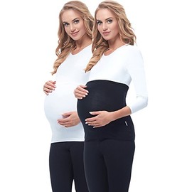 Be Mammy Ladies' Belly Band 169, Pack of 2 - black/white, size: 40/42