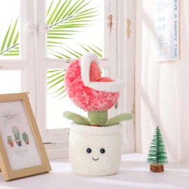 Apricot Lamb Succulent Potted Flower Plush Chomper Plant Stuffed Animals for Kids, Soft Cute Plushies Toys for Baby Girl and Boy, Fluffy Potted Flower Chomper Plant 9.1 Inches