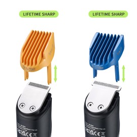 BarberBoss Tagliacapelli da uomo, kit per la cura della barba da uomo, rasoio per orecchie e naso, quadrante di precisione, lama in ceramica, 4 pettini guida, impermeabile, display a LED