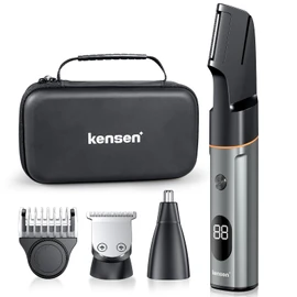 Kensen 3 en 1 Rasuradoras Para Hombre，IPX6 Impermeable Afeitadora Electrica Hombre，Depiladora Corporal Hombre en Seco/Húmedo，Recortadora de Vello Pubico Barba Nariz-Gris