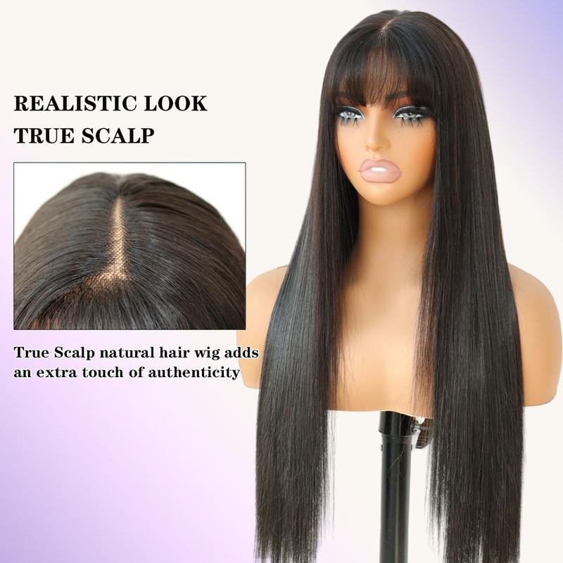 Glueless Wear and Go Straight Wigs with Bangs 6x4 Lace