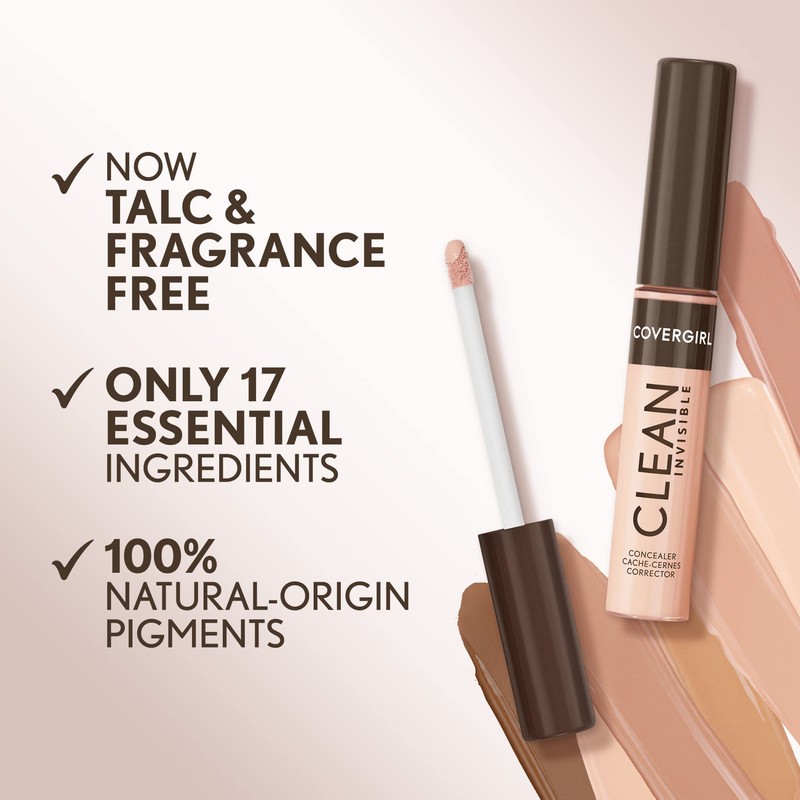 Covergirl Clean Invisible Concealer, Lightweight, Hydrating, Vegan Formula, Light Beige