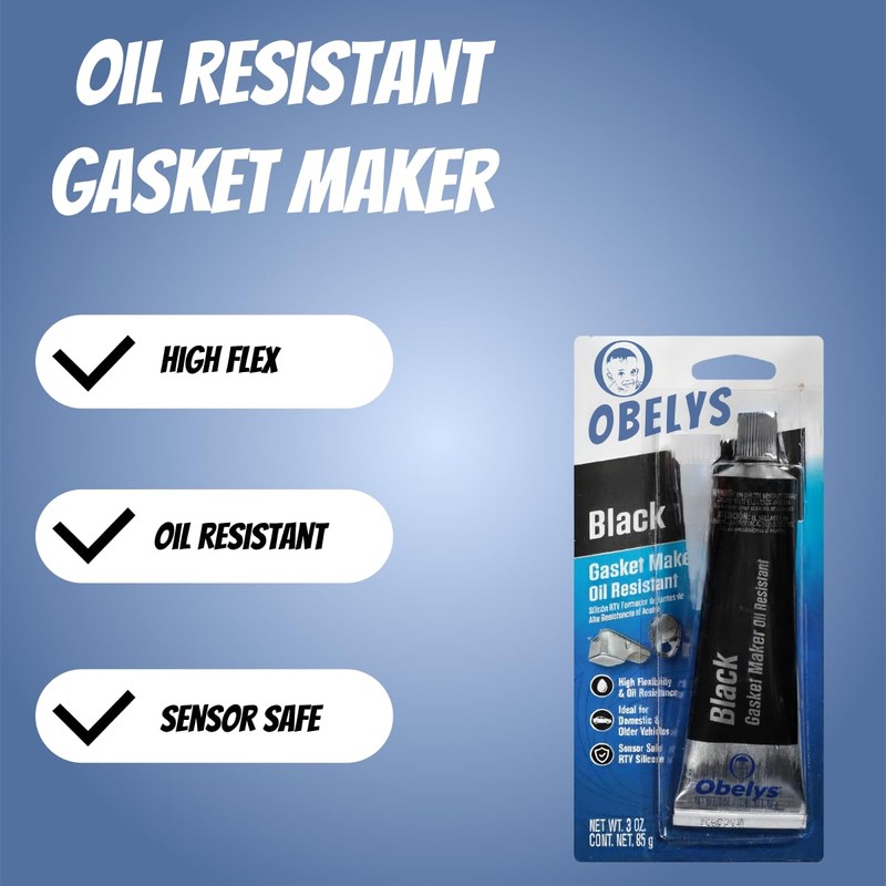 Obelys Black Oil Resistant Gasket Maker RTV Silicone - 12-Pack