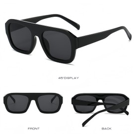 WDZAYXC Thick Frame Fashion Sunglasses Hip Trendy Stylish Sunglasses, black/grey