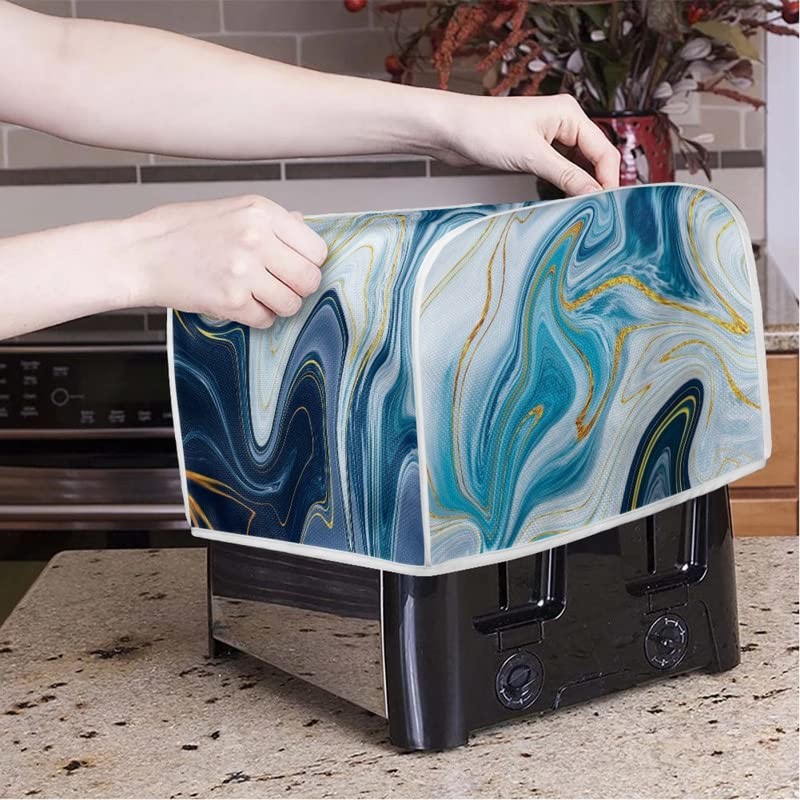 Daulesho Turquoise Marble 2, 4 Slice Toaster Cover Dust Protection