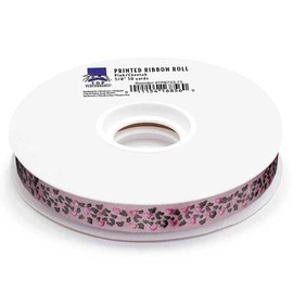 Top Performance Cheetah Printed Dog Grooming Ribbon, 50 yd, Pink