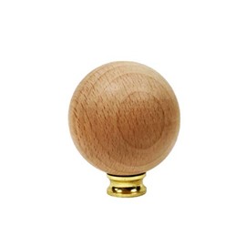 Lamp Finial-Beech Wood Ball-W/Dual Thread Base-Large (Polished Brass)