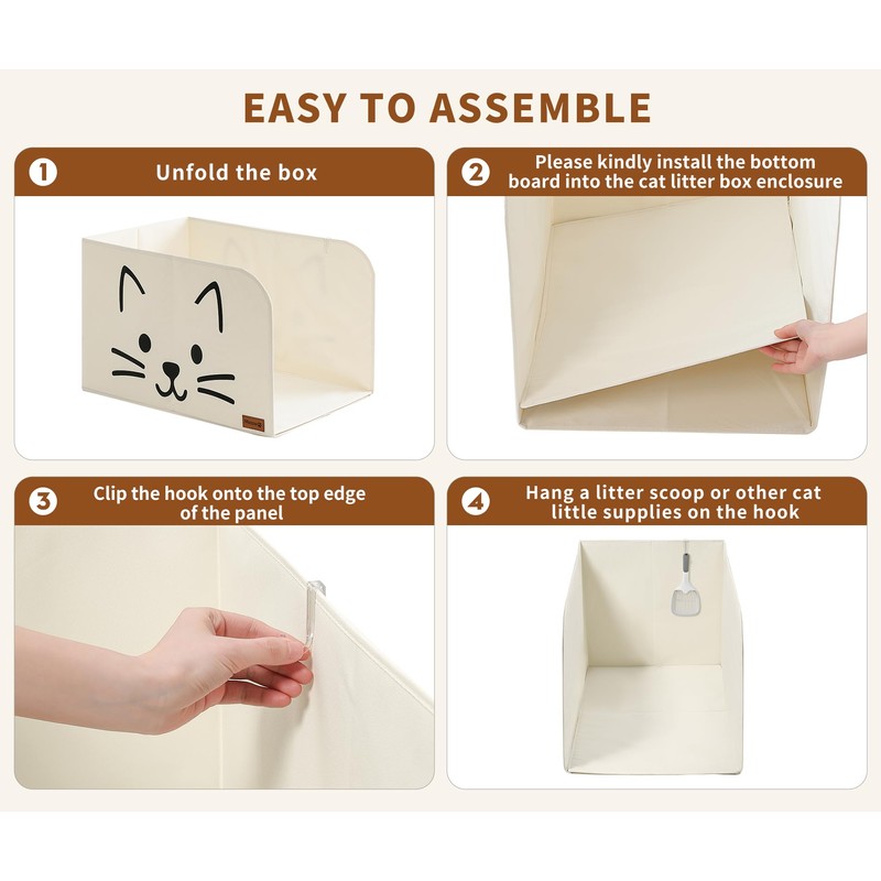 Qozary Cat Litter Box Enclosure, Waterproof Litter Box Shield for