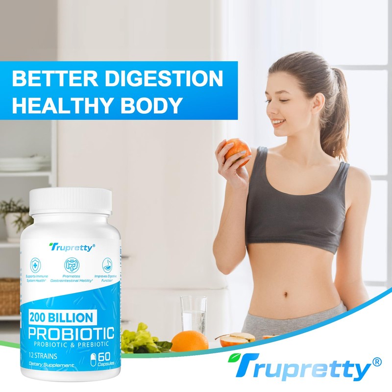 200 Billion Cfus 12 Strains Probiotic, with 3 Organic Prebiotics,