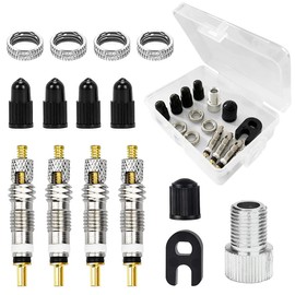 French Bicycle Valve Adapter, AOBETAK 15-Piece Presta Valve Replacement Set: Valve Insert, Valve Key, Rim Nut, Valve Protection Cap, Car Valve Adapter SV AV Attachment
