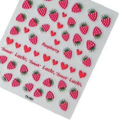 5D Embossed Nail Stickers for Nail Art Strawberry Nail Art Stickers Cute Nail Decals Self Adhesive Heart Nail Art Design Manicure Supplies Charm for Women Nail Art Decorations Accessories