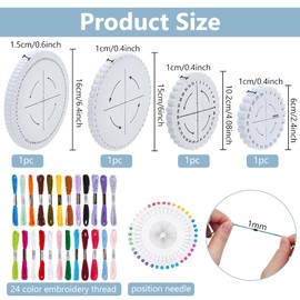 WEBEEDY 4 Sizes Round Kumihimo Disks Set with 24 Colors Embroidery Threads for Beginners, Kumihimo Braid Bracelet Making Kit for DIY Jewelry Making Beading & Bracelets Weaving Supplies