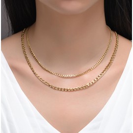 Cocamiky Gold Chain Necklaces for Women Trendy,Dainty 14k Real Gold Plated Cuban Layered Chain Necklaces Set