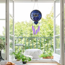 Diamond Painting 5D Set Wind Chimes Diamond Painting Owl Diamond Painting Pictures Dream Catcher Sun Catcher for Children Adults Diamond Art Kits for Wall and Entrance Decoration Garden
