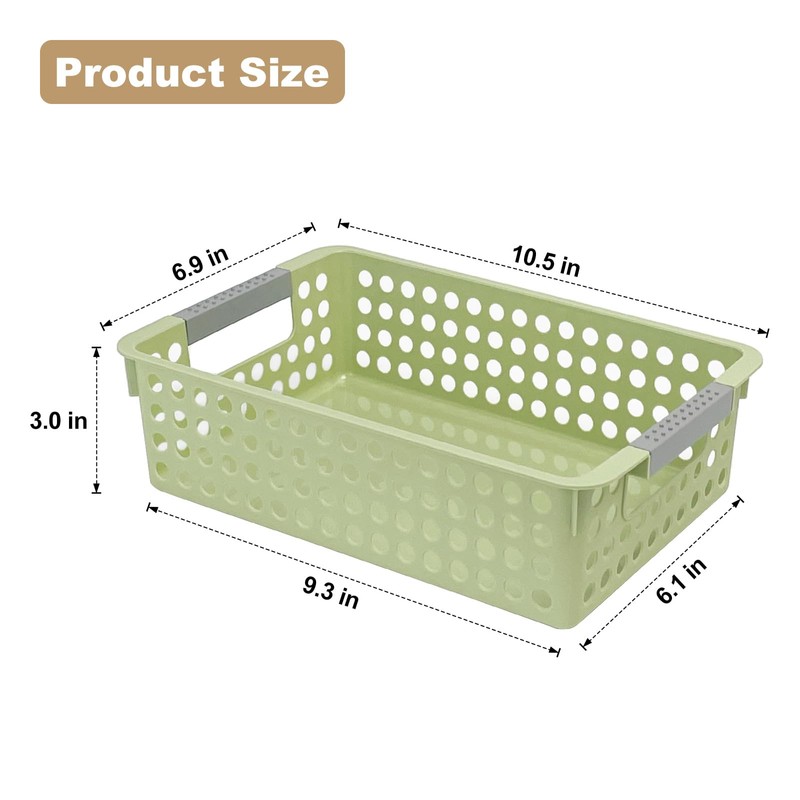 4 Pack Small Plastic Storage Baskets for Organizing, Stackable Bins