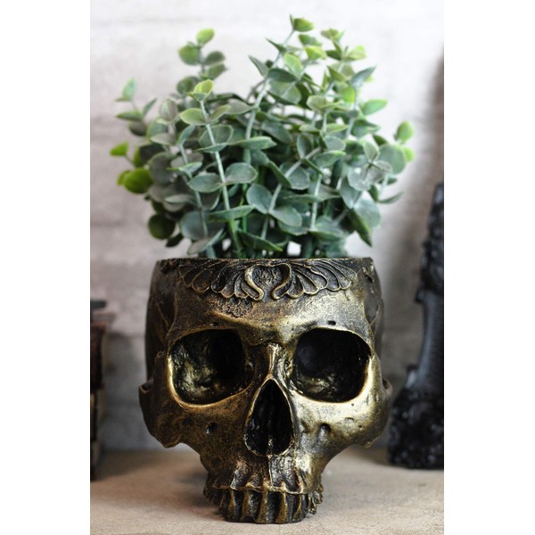 Ebros Gift Bronzed Day of The Dead Barocco Scroll Flowers