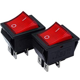 mmtrade 2 x Toggle Switch Red Illuminated 230 V, On/Off/On/Off Rocker Switch Illuminated, DPST, Built-in Switch Lockable with Self-Locking 20 A/125 VAC, 15 A/250 VAC