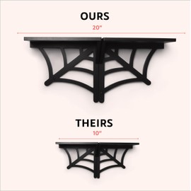 BELL BOOK AND CANDLE 2 PC Spider Web Floating Shelves - Hang Separately or Together - Spooky Gothic Decor - Goth Oddities Shelf - Horror Bookshelf