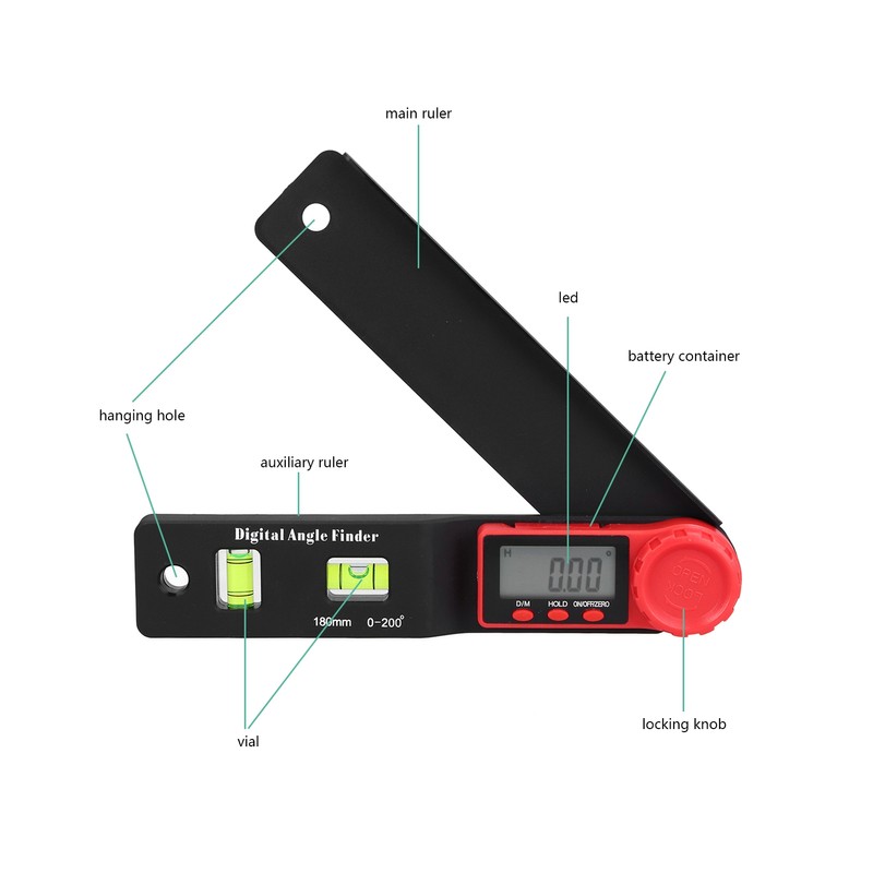 Digital Ruler Auto Shutdown Function LCD Display Engineering Plastics Digital