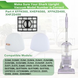 VIEWALL Replacement Filter for Shark UV725 UV650 ZU560 ZU560C ZU561 ZU562 ZU572 ZD201 ZD400 ZD402 Rotator Navigator Zero-M Lift-Away Speed Upright Vacuum, Part XFFK560, XHEPA560, XHFZD400, XFFKZD400