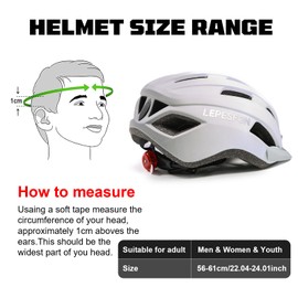 Bike Helmet Men Womens Cycle Helmets Adults LEPESFON with Visor Light Breathable Mountain Bike Helmet and Mens Road Bike Helmet Adjustable Bike Helmet Women 56-61cm (white)