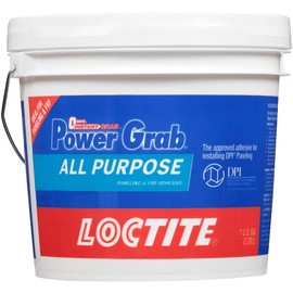 Loctite Power Grab Express All Purpose Construction Adhesive, White, 1 Gallon Pail, 1 Pack - Versatile Construction Glue for Cement, Tile, Wall & More