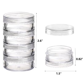 Paquete de 5 (20 piezas) recipientes de cosméticos apilables con tapas de rosca y etiquetas, tarros de plástico transparente de 10 gramos para productos de belleza