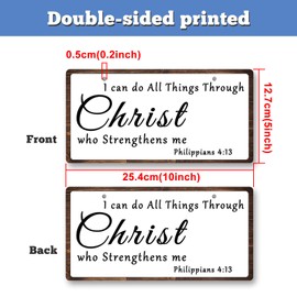 Christian Wall Decor Hanging Sign 10x5 Inch Scripture Hanging Plaque Christian Decor for Living Room Bedroom Bible Verse Decor I Can do All Things Through Christ Who Strengthens Me Philippians 4:13