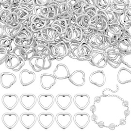 UNICRAFTALE 150Pcs Metal Heart Bead Frame Hollow Heart Beads Antique Silver Heart Loose Beads Spacer Bead Frame for DIY Bracelet Necklace Jewelry Making Supplies Valentine'S Day Gifts