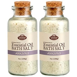 Fabulous Frannie Aromatherapy Anxious Essential Oil Mineral Bath Salt Made with Lavender, Bitter Orange, Bergamot and Clary Sage 7oz (Pack of 2)