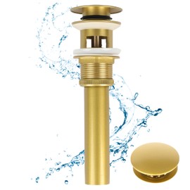 Dorence | Pop Up Drain Stopper for Bathroom Sink Gold- Without Overflow for Vessel Sink Lavatory - Anti-Clog and Overflow Polished Nickel Finish - Stylish Design and Easy to Install