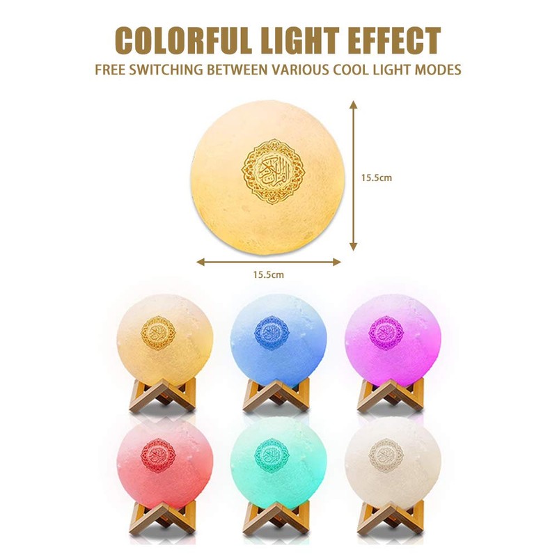 Qur'an Moon Lamp, Smart Touch Bluetooth Speaker 3D Moonlight Night
