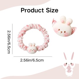Easter Hair Ties Cute Cartoon Bunny Hair Scrunchies for Women Girls French Spring Hair Accessories Elastic Hair Tie Elegant Ponytail Holder Hair Rope for Hair Styling Headwear 2Pcs