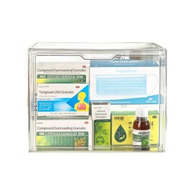 QISHENG Large capacity transparent for household use drug stockpile storage box multifunctional plastic medical kit dustproof moistureproof stockpilebox space-saving living room bedroom office