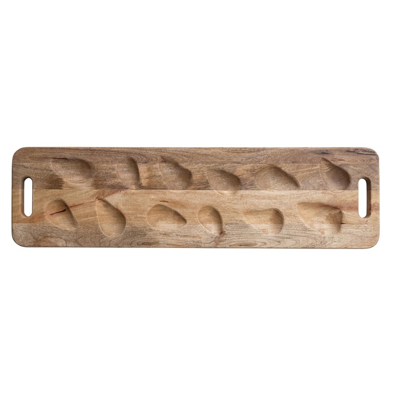 Creative Co-Op Mango Wood Oyster Serving Board with Handles, Natural